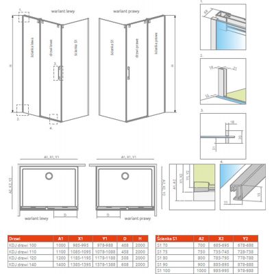 Radaway Espera Pro KDJ drzwi prysznicowe ze ścianką 120 cm lewe chrom/szkło przezroczyste 10090120-01-01L/10092120-01-01L_old