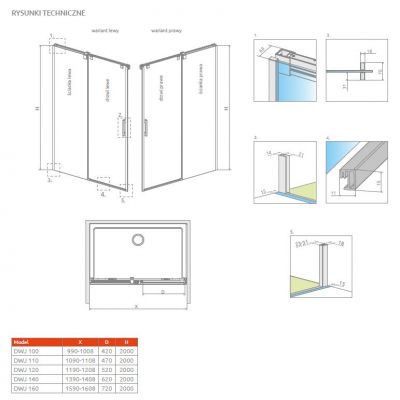 Radaway Espera Pro DWJ drzwi prysznicowe 73,5 cm prawe chrom/szkło przezroczyste 10090140-01-01R