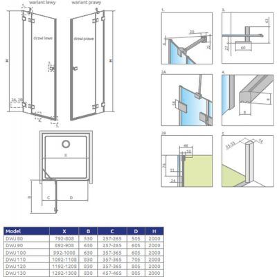 Radaway Essenza Pro Black DWJ drzwi prysznicowe 100 cm wnękowe prawe czarny mat/szkło przezroczyste 10099100-54-01R