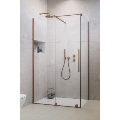 Radaway Furo KDJ drzwi prysznicowe 120 cm lewe miedź szczotkowana/szkło przezroczyste 10104622-93-01L/10110580-01-01