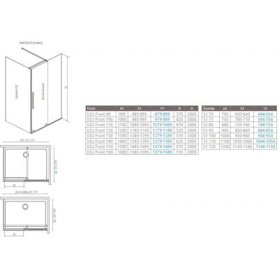 Radaway Furo Gold KDJ drzwi prysznicowe 77,2 cm prawe złoty połysk/szkło przezroczyste 10104772-09-01R