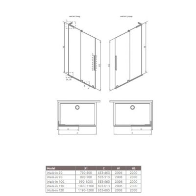 Radaway Furo Brushed Copper Walk-In drzwi prysznicowe 53,8 cm rozsuwane miedź szczotkowany/szkło przezroczyste 10106538-93-01L