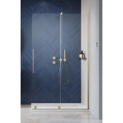 Radaway Furo Brushed Gold Walk-In drzwi prysznicowe 63,8 cm prawe złoty szczotkowany/szkło przezroczyste 10106638-99-01R