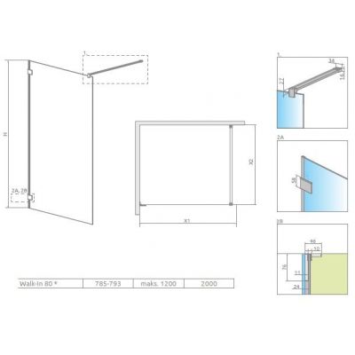 Radaway Essenza Pro 8 Brushed Nickel Walk-in III ścianka prysznicowa walk-in 80 cm nikiel szczotkowany/szkło przezroczyste 1012080-91-01