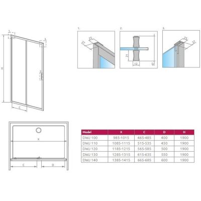 Radaway Alienta Black DWJ drzwi prysznicowe 120 cm rozsuwane czarny mat/szkło przezroczyste 10260120-54-01