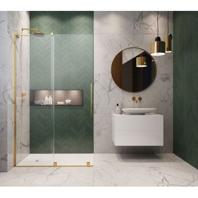 Radaway Furo SL Gold Walk-In drzwi prysznicowe 100 cm lewe złoty połysk/szkło przezroczyste 10306538-09-01L/10110494-01-01