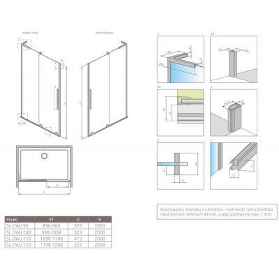 Radaway Furo SL DWJ drzwi prysznicowe 120 cm wnękowe lewe chrom połysk/szkło przezroczyste 10307622-01-01L/10110580-01-01