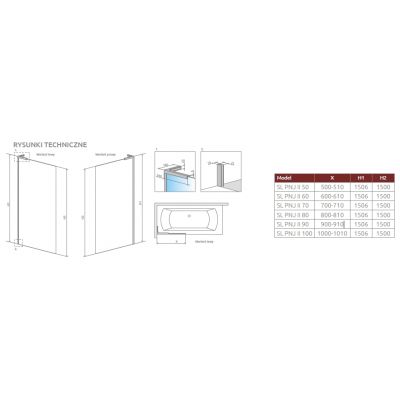 Radaway Modo SL Brushed Gunmetal PNJ II parawan nawannowy 90 cm 1-częściowy szczotkowany/szkło przezroczyste 10316090-92-01R