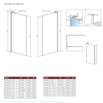 Radaway Modo SL White II ścianka prysznicowa 70 cm biały mat/szkło przezroczyste 10319074-04-01R