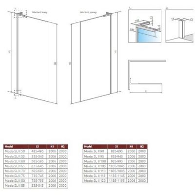 Radaway Modo SL II ścianka prysznicowa walk-in 70 cm nikiel szczotkowany/szkło przezroczyste 10319074-91-01R