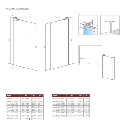 Radaway Modo SL Brushed Nickel II ścianka prysznicowa 85 cm nikiel szczotkowany/szkło przezroczyste 10319085-91-01R