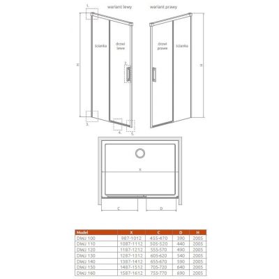 Radaway Idea Black 8 DWJ drzwi prysznicowe 77 cm rozsuwane lewe czarny mat/szkło przezroczyste 10330770-54-01L