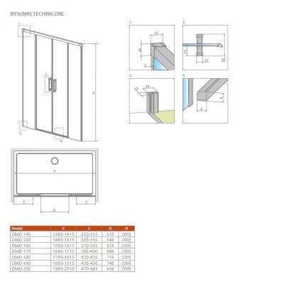 Radaway Idea 8 Black DWD drzwi prysznicowe 47 cm rozsuwane czarny mat/szkło przezroczyste 10380470-54-01