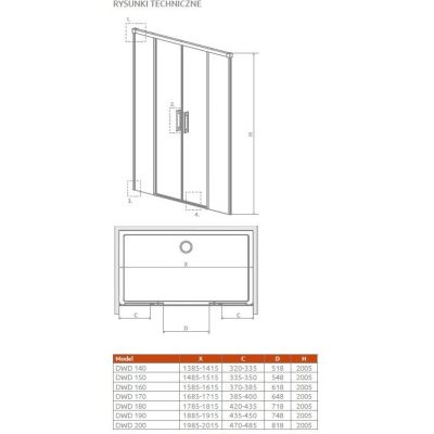 Radaway Idea Black 8 DWD drzwi prysznicowe 52 cm uchylne czarny mat/szkło przezroczyste 10380520-54-01