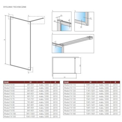 Radaway Modo F Gold II ścianka prysznicowa 100 cm złoty połysk/szkło przezroczyste 10409104-09-01