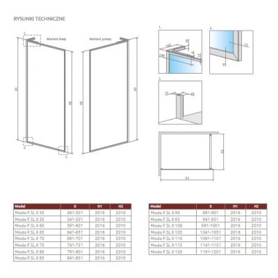 Radaway Modo F SL Black II ścianka prysznicowa walk-in 110 cm czarny mat/szkło przezroczyste 10419114-54-01R