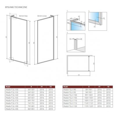 Radaway Modo F Brushed Copper II ścianka prysznicowa 120 cm miedź szczotkowany/szkło przezroczyste 10419124-93-01L