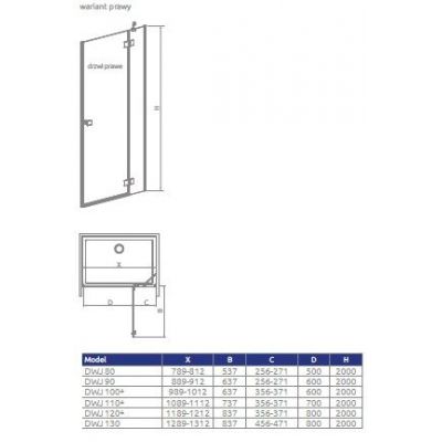 Radaway Essenza 8 DWJ ścianka prysznicowa 23,7 cm chrom połysk/szkło przezroczyste 10460237-01-01R