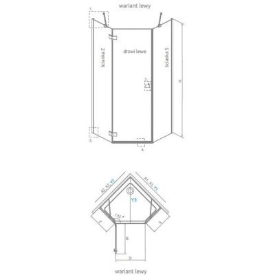 Radaway Essenza 8 Brushed Gold PTJ drzwi prysznicowe 59,7 cm uchylne złoty szczotkowany/szkło przezroczyste 10490000-99-01L