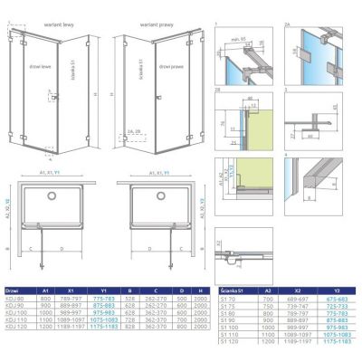 Radaway Essenza Pro 8 ścianka prysznicowa 110 cm szkło przezroczyste 10540110-01-01