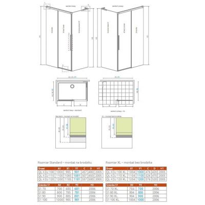 Radaway Idea 8 QL XL KDJ ścianka prysznicowa 90 cm /szkło przezroczyste 10580090-01-01L