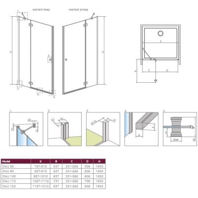 Radaway Torrenta DWJ drzwi prysznicowe 120 cm wnękowe lewe chrom/szkło przezroczyste 131930-01-01