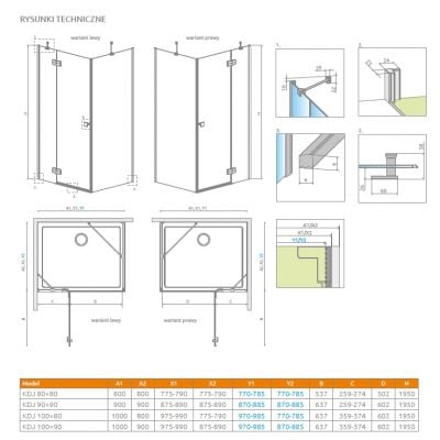 Radaway Almatea SE KDJ kabina prysznicowa 100x90 cm prostokątna chrom połysk/szkło przezroczyste 132143-01-01L 