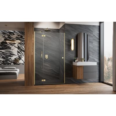 Radaway Essenza DWJ drzwi prysznicowe 120 cm lewe złoty szczotkowany/szkło przezroczyste 13850169901L