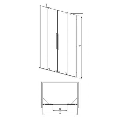 Radaway Furo Black DWD drzwi prysznicowe NA WYMIAR 160 cm czarny/szkło przezroczyste FUROBLACKDWDNW1600PRZEJRZYSTE