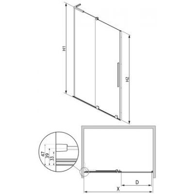 Radaway Furo SL Brushed Copper DWJ drzwi prysznicowe na wymiar 106,5 cm rozsuwane miedź szczotkowany/szkło przezroczyste 20241112-132422-147882