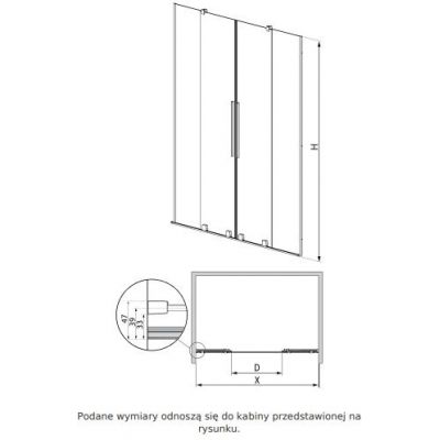 Radaway Furo Black DWD drzwi prysznicowe NA WYMIAR 180 cm uchylne czarny mat/szkło przezroczyste 20241114-214521-149098