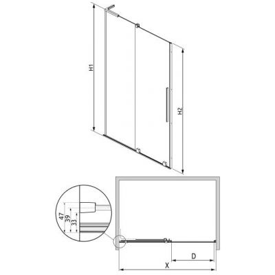 Radaway Furo SL Brushed Nickel DWJ drzwi prysznicowe NA WYMIAR 115 cm rozsuwane nikiel szczotkowany/szkło przezroczyste 20250306-142530-182502