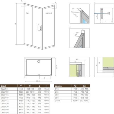 Radaway Premium Plus DWJ+S drzwi prysznicowe 115 cm chrom/szkło przezroczyste 33306-01-01N