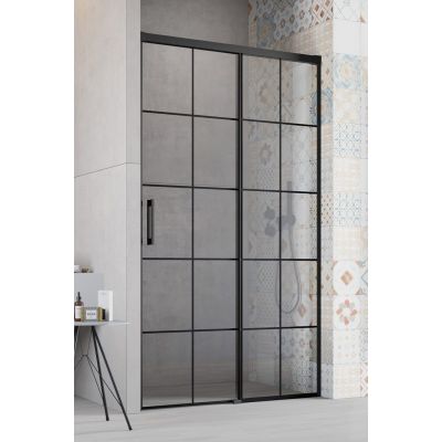 Radaway Idea Black DWJ drzwi prysznicowe 130 cm wnękowe prawe czarny mat /szkło Factory 387017-54-55R