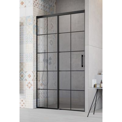 Radaway Idea Black DWJ drzwi prysznicowe 130 cm wnękowe lewe czarny mat /szkło Factory 387017-54-55L