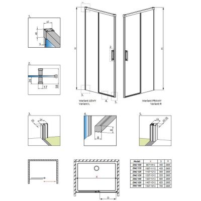 Radaway Idea Black DWJ drzwi prysznicowe 160 cm wnękowe prawe czarny mat/szkło przezroczyste 387020-54-01R