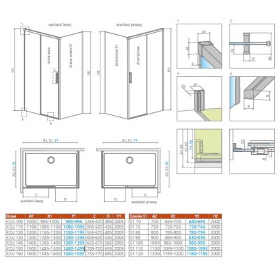 Radaway Idea Black KDJ drzwi prysznicowe 150 cm rozsuwane czarny mat/szkło przezroczyste 387045-54-01L