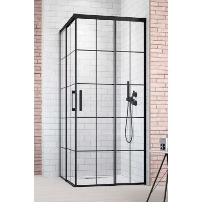 Radaway Idea Black KDD Factory drzwi prysznicowe 90 cm rozsuwane czarny mat/szkło przezroczyste 387060-54-55R