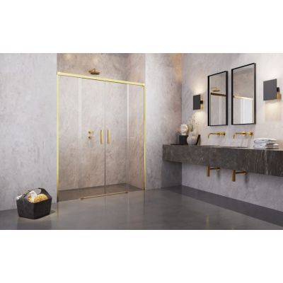 Radaway Idea DWD drzwi prysznicowe 160 cm wnękowe dwuskrzydłowe złoty połysk/szkło przezroczyste 387126-09-01