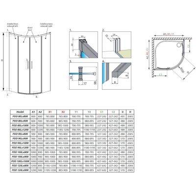 Radaway Idea PDD ścianki prysznicowe chrom/szkło przezroczyste 387141-01-01