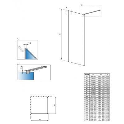 Radaway Modo New Brushed Nickel II ścianka prysznicowa walk-in 60 cm nikiel szczotkowany/szkło przezroczyste 389064-91-01