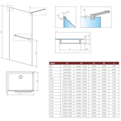 Radaway Modo New II kabina prysznicowa Walk-In z wieszakiem szczotkowany nikiel/szkło przezroczyste 389094-91-01W 