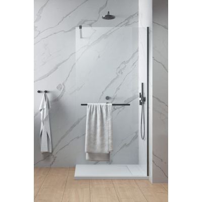 Radaway Modo New Brushed Gunmetal II ścianka prysznicowa walk-in 110 cm z wieszakiem gunmetal szczotkowany/szkło przezroczyste 389114-92-01W