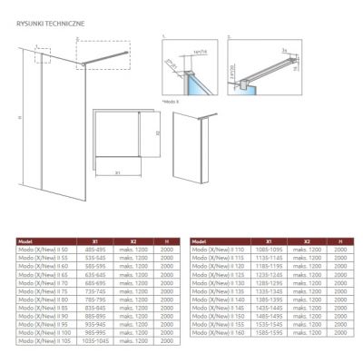 Radaway Modo X Brushed Gold II ścianka prysznicowa walk-in 150 cm złoty szczotkowany/szkło przezroczyste 389354-99-01