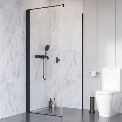 Radaway Nes 8 KDJ I drzwi prysznicowe 90 cm lewe czarny mat/szkło przezroczyste 10072090-54-01L
