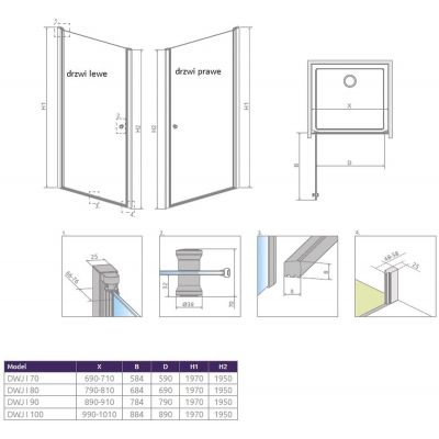 Radaway Eos DWJ I drzwi prysznicowe 100 cm wnękowe prawe chrom/szkło przezroczyste 137923-01-01R