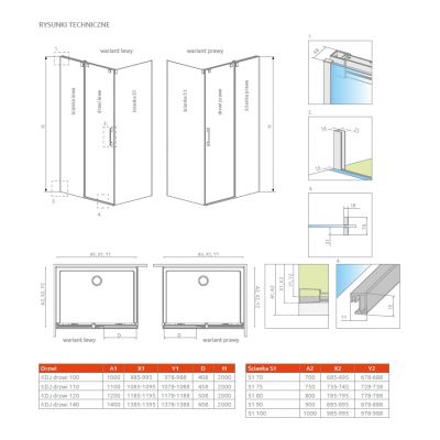 Radaway Espera Pro KDJ drzwi prysznicowe ze ścianką 110 cm prawe chrom/szkło przezroczyste 10090110-01-01R/10092110-01-01R