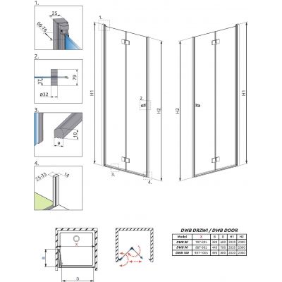Radaway Essenza New DWB drzwi prysznicowe 100 cm lewe chrom/szkło przezroczyste 385077-01-01L