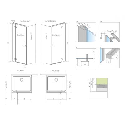 Radaway Essenza New Black KDJ drzwi prysznicowe 120 cm prawe do ścianki czarny mat/szkło przezroczyste 385042-54-01R