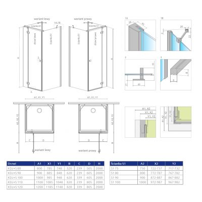 Radaway Essenza New KDJ+S drzwi prysznicowe 100 cm prawe chrom/szkło przezroczyste 385022-01-01R